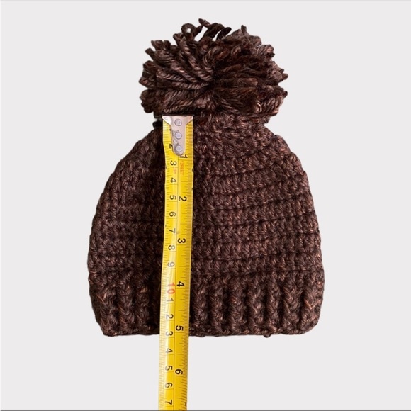3/$15 Brown Knit Toddler Pom Pom Beanie (SC) - Picture 3 of 3